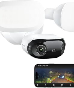 REOLINK Elite Floodlight WiFi, 4K 8MP 180° Panoramic Wired Floodlight Camera, Adjustable 3000 Lumens Spotlights, Local AI Video Search, Dual-Band Wi-Fi 6, 24/7 Recording, No Monthly Fees