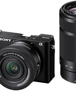 SonyA6100 Interchangeable Lens Camera with E PZ 16-50mm and E 55-210mm OSS Lenses - Black